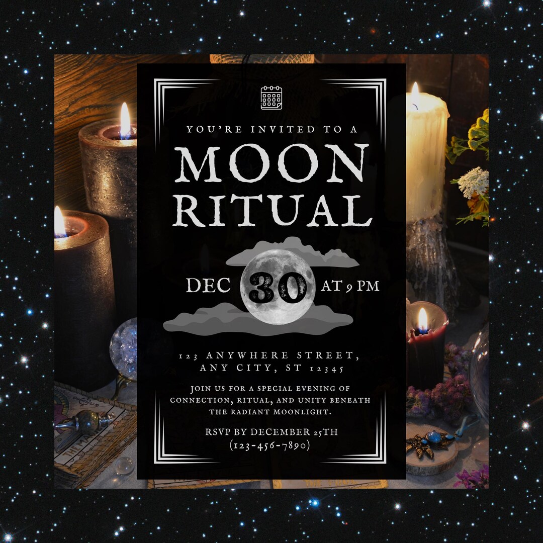 Full Moon Ritual Invitation Moon Ritual Invite Set - Series 5 - Email Invitations - Canva Template ...