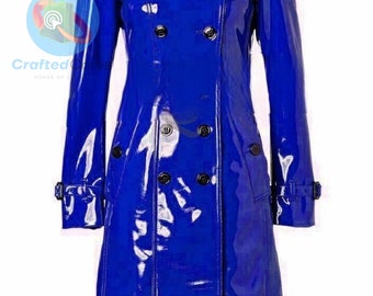 Dames PVC leer glanzende lichtgewicht regenjas Verschillende kleuren stijlvolle trenchcoat