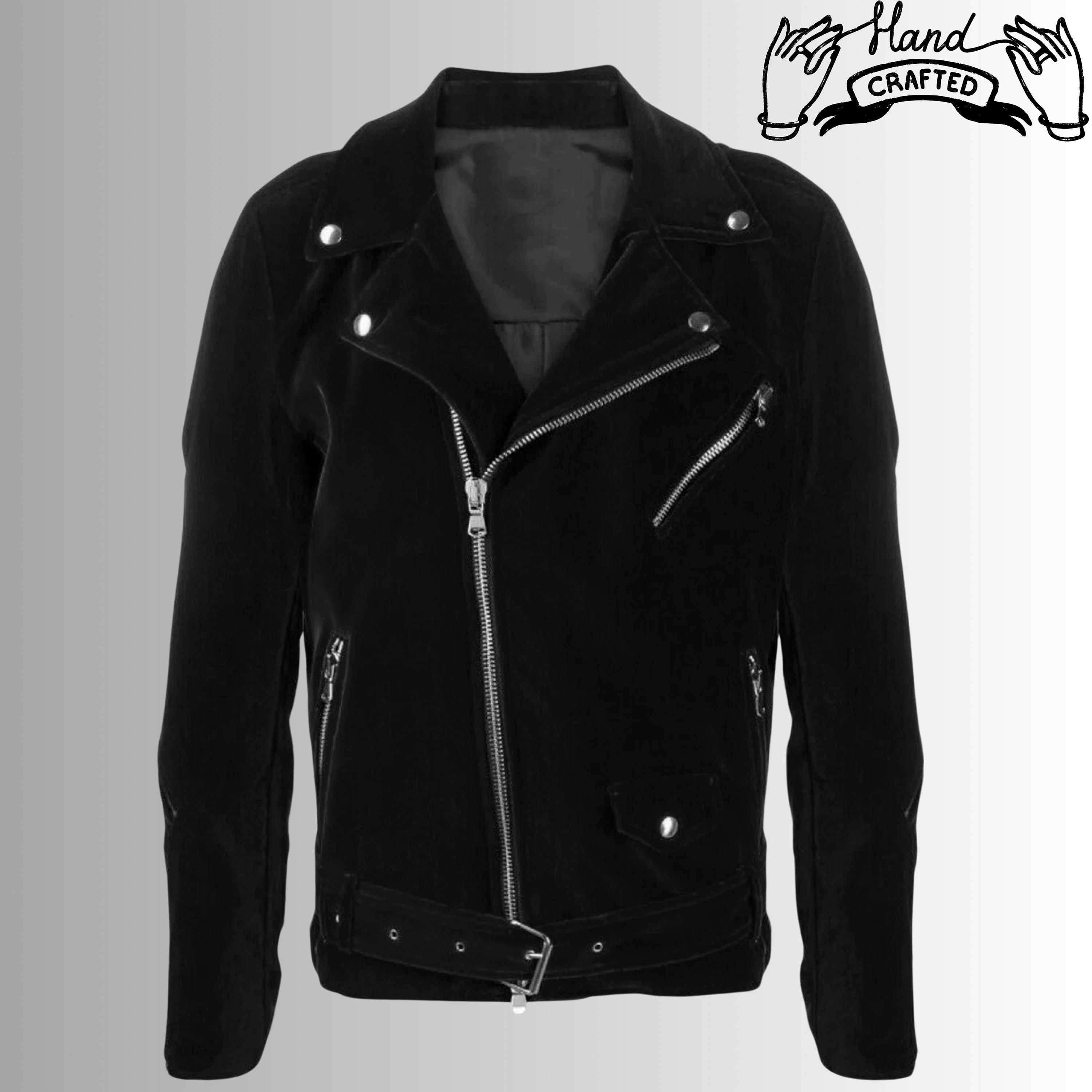 Handmade Men Black Velvet Biker Gothic Classic Steampunk Handmade Men Black Velvet Biker Gothic Classic Steampunk
