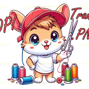 Ricamo Cartoon / Design T-shirt Premium, PNG trasparente 300 Dpi, Sublimazione, DTF, DTG, Solo download digitale