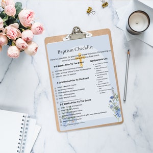 Szablon spersonalizowanej listy kontrolnej cyfrowego planera, chrzest dziecka, niestandardowy planer 2024, 8,5"x11", szablon CANVA do natychmiastowego pobrania w wersji do druku