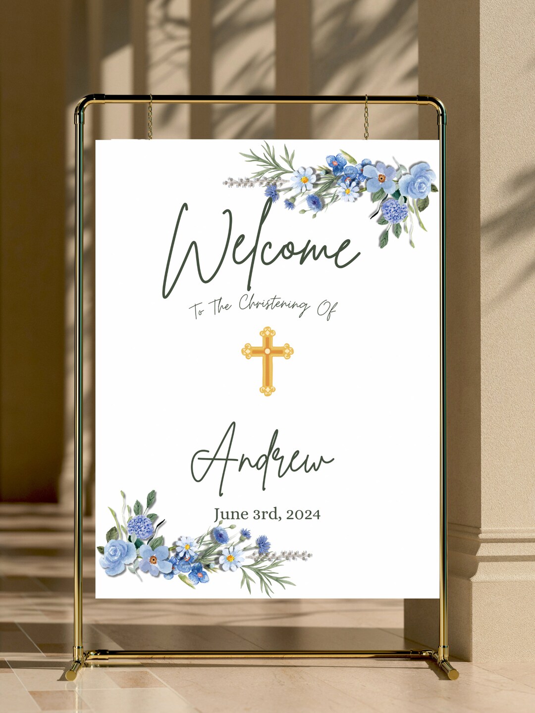 Custom Baptism Sign With Editable Name and Date, Christening Decor ...