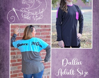 Dallas Spirit Jersey PDF Pattern Adult Sizes XXS-4X, Boutique Style, A0 and Projector File, Adult, Teen Sewing Pattern
