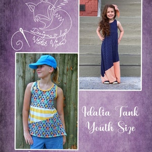 Idalia Racerback Colorblock Top, Dress, Maxi PDF Pattern Youth Sizes 2T-14, Boutique Style, A0 and Projector File Tween, Kid, Toddler Sewing