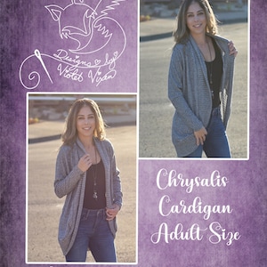 Chrysalis Cardigan PDF Pattern Adult Sizes XXS-3X, Boutique Style, A0 and Projector File, Adult, Teen Sewing Pattern