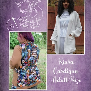 Kiara Lantern Sleeve Cardigan PDF Pattern Adult Sizes XXS-3X, Boutique Style, A0 and Projector File, Adult, Teen Sewing Pattern