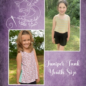 Juniper Tank PDF Pattern Youth Sizes 2T-14, Boutique Style, A0 and Projector File, Youth, Kid, Tween, Teen Sewing Pattern