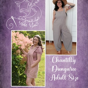 Chantilly Dungarees PDF Pattern Adult Sizes XXS-3X, Boutique Style, A0 and Projector File, Adult, Plus, Teen Sewing Pattern