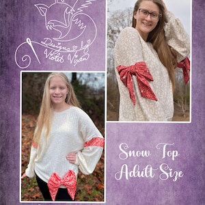 Snow Bow Crop & Top PDF Pattern Adult Sizes XXS-3X, Boutique Style, A0 and Projector File, Adult, Teen Sewing Pattern