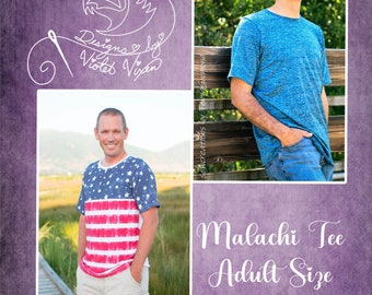 Malachi Color-block Tee PDF Pattern Adult Sizes XXS-4X, Boutique Style, A0 and Projector File, Adult, Teen Sewing Pattern