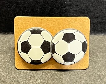 White Soccer Ball Stud Earrings * Fun Game Day Earrings * School Spirit Soccer Earrings * hypoallergenic and lightweight