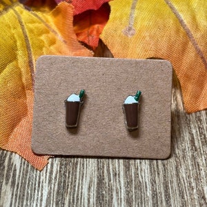 Frozen Coffee Stud Earrings * Frappuccino Coffee Earrings * Coffee Drink Earrings * Coffee Lover Gift