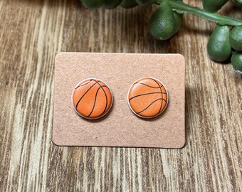 Orange Basketball Stud Earrings * School Sports Earrings * School Spirit Basketball Earrings * Fun Game Day Earrings