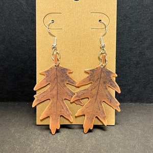 Brown Oak Leaf Earrings * Fall Leaves Dangle Earrings * Pretty Metallic Fall Jewelry * Hypoallergenic and Lightweight