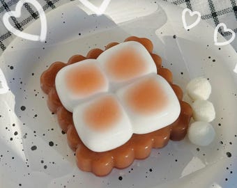 S’more Marshmallow wt Biscuit Squishy Toy | Hand-made | Stress reliever | Slime toy