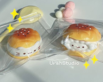 Kitty/Lamb Burger Squishy Toy | Hand-made | Stress reliever | Slime toy
