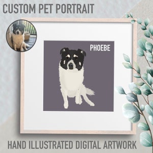 Obra de arte de retrato de mascota personalizada ilustrada a mano (ENMARCADA)