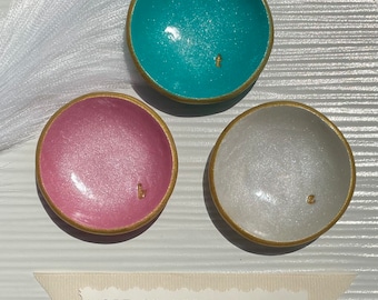 Handmade Polymer Clay Ring Dish, Personalized Jewelry Tray, Gold Edge