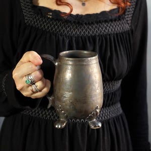 Ceramic medieval tankard mug Pottery unique paw feet mug for mulled wine, beer, mead