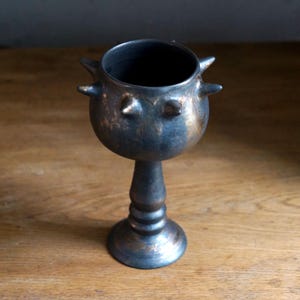 Ceramic goblet with spikes, Spiked pottery chalice, Vampire style glass, Viking pottery Halloween barware Ritual altar goblet Gothic decor
