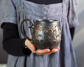 Tazza in ceramica a forma di scaglia di drago Tazze in ceramica fatte a mano