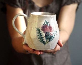 Tazza di ceramica con cardo Tazza da caffè in ceramica dipinta a mano con smalto