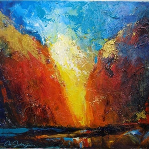 Sunrise ORIGINAL Painting, Abstract ,Acrylic Mixed media Painting, wall decor ,Original Artwork, Gift for Housewarming
