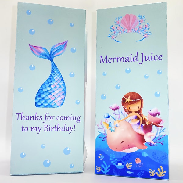 PDF, SVG Silhouette STUDIO Juice Box Cover Mermaid Juice Label  juice Template