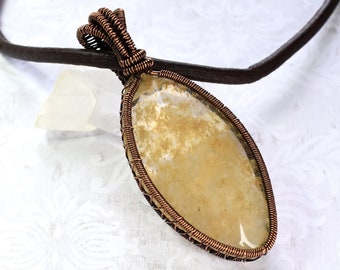 Copper Wire Wrapped "Pineapple Quartz" Necklace