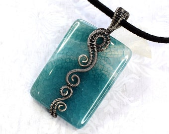 Swirly Sterling Silver and Blue Agate Necklace