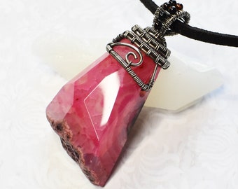 Pink Agate and Sterling Silver Necklace