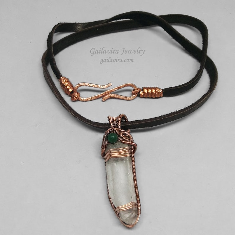 Raw Quartz Crystal Point and Green Aventurine in Copper Wire - Etsy