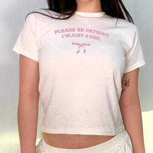 Coquette Baby Tee, Bow Crop Top, Just A Girl Baby Tee, Y2K Baby Tee, 90s Crop Top, Graphic T-Shirt, Vintage TShirt, Y2K Fashion, Retro Shirt