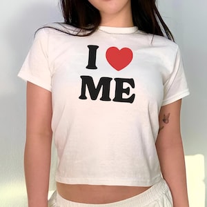 I Heart Me Baby Tee, I Love Me Crop Top, I Heart Myself Y2K T-Shirt, I Love Myself 90s TShirt, Trendy Y2K Shirt, Self Love Tee, Gift for Her