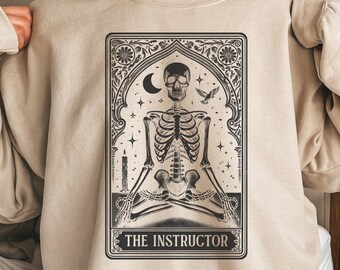 Yoga Instructor Halloween Sweatshirt, Tarot Card Yoga Teacher Sweater, Skeleton Yoga Crewneck, Astrology Yoga Pose Sweatshirt, Yoga Gifts