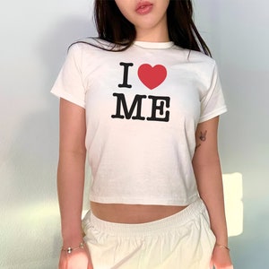 I Heart Me Baby Tee, I Love Me Crop Top, I Heart Myself Y2K T-Shirt, I Love Myself 90s TShirt, Trendy Y2K Shirt, Self Love Tee, Gift for Her