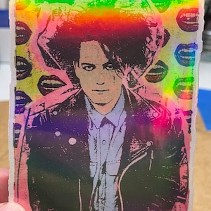 Neon Large Robert Smith Sticker Gothic Rock Tribute Iridescent Music Legend FREE SHIPPING image 1