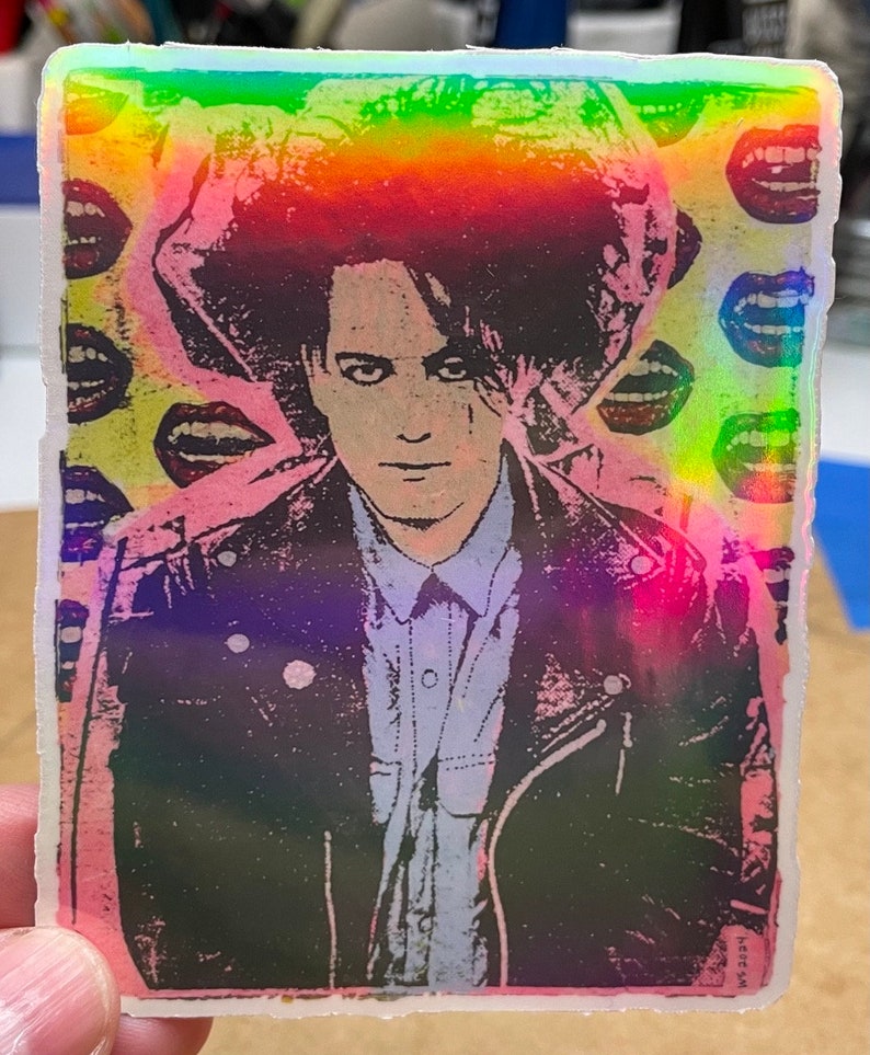 Neon Large Robert Smith Sticker Gothic Rock Tribute Iridescent Music Legend FREE SHIPPING image 1