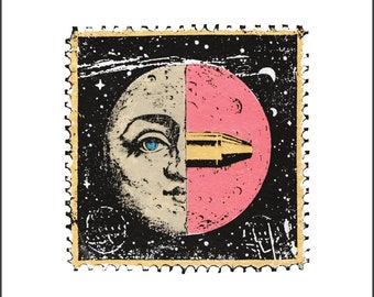 Half Moon Pink Art Print, Square Art, 8.5x11 inches