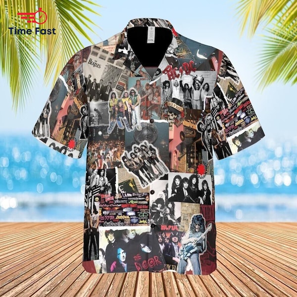 Heavy Metal Rock Bands Hawaiian Shirt - 80s rock music - button up shirt