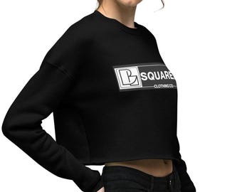 Black Crop Top Sweatshirt | B Squared Clothing Co. | Bold Streetwear for Women | Minimalist Logo Pullover