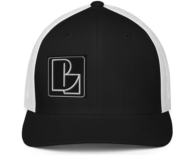 B Squared Clothing Co Official | The Journey | Trucker Cap Black & White Mesh Snapback with Premium Embroidery and Iconic B Logo
