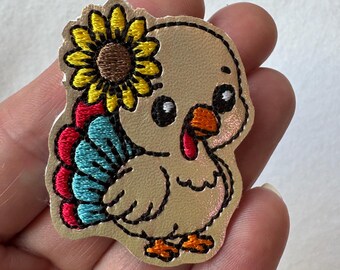 Sunflower Turkey Feltie Thanksgiving Applique Embellishments