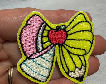 Paper Apple Pencil Bow Feltie School Applique Embellishment RTS