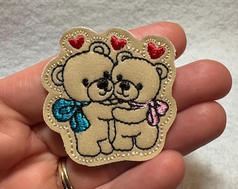 Love bear couple feltie Valentine Applique Embellishments RTS