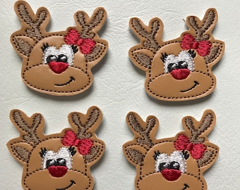 Reindeer Feltie Christmas Applique Embellishments Ready To Ship