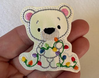 Christmas Lights Bear Feltie Applique Embellishments RTS