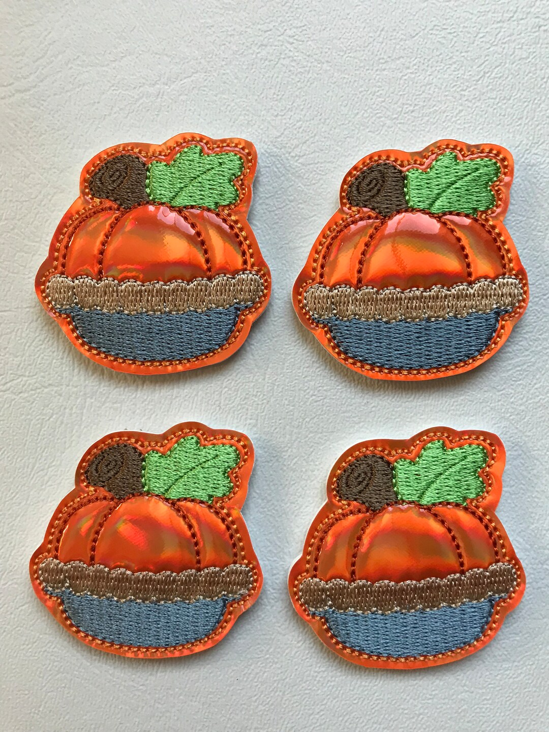 4 Vinyl With Felt Pumpkin Pie Feltie Applique Embellishments Etsy