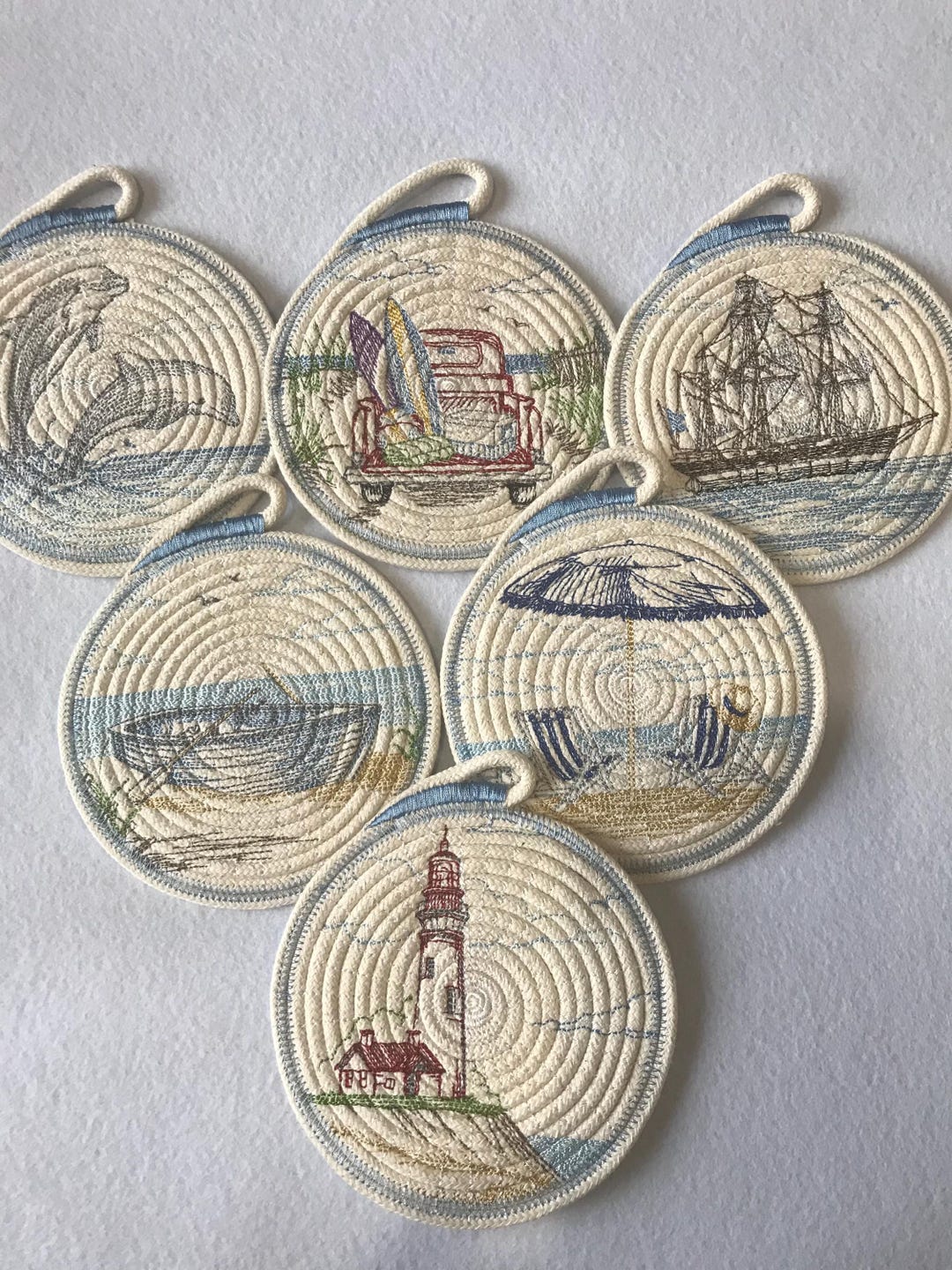 Seaside Scene Rope Coaster/trivet Choose Style - Etsy