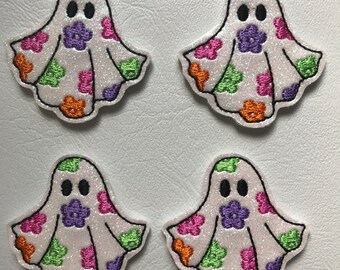 Daisy Ghost Feltie Halloween Applique Embellishments RTS